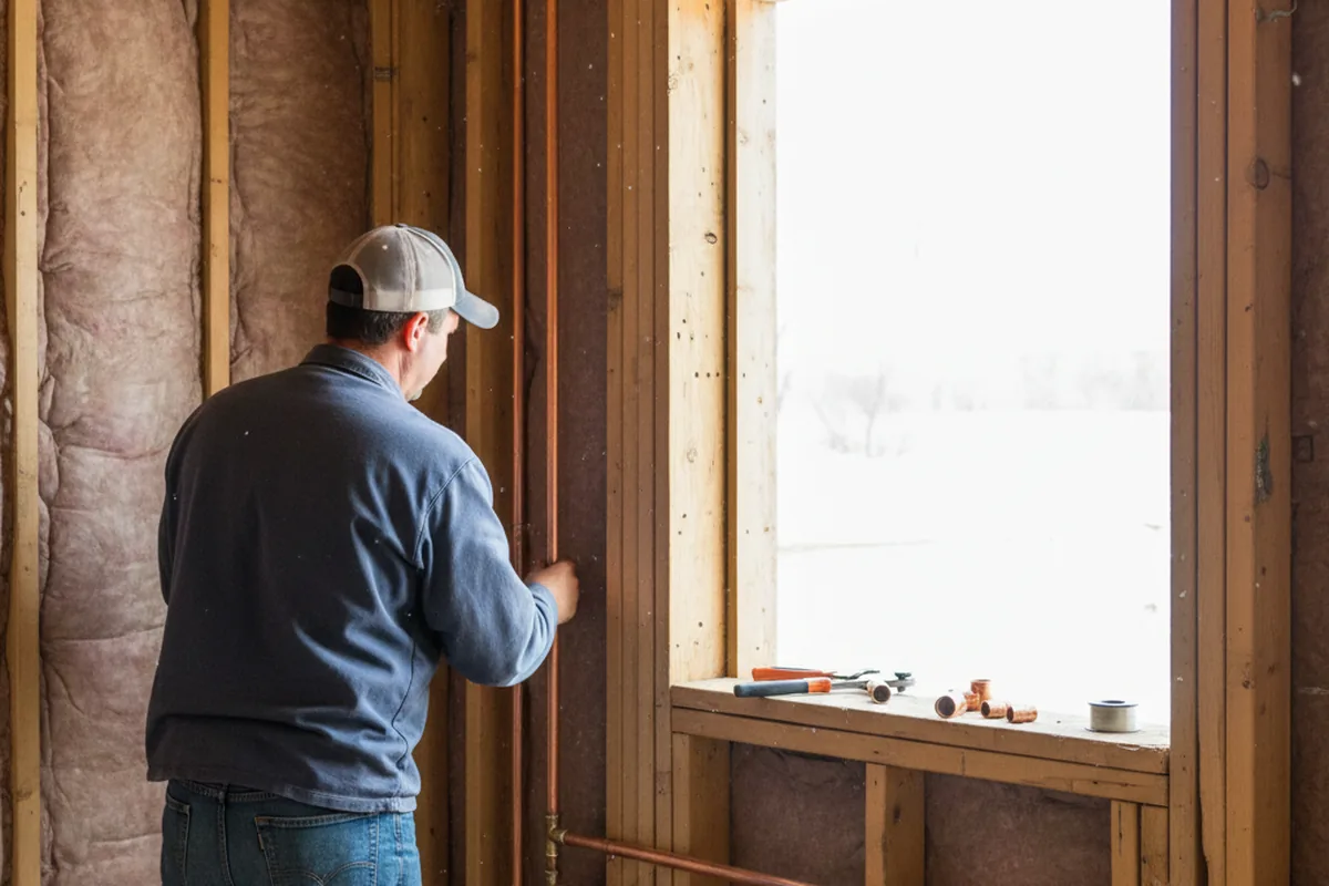Licensed plumber running new copper supply lines in a Mansfield home